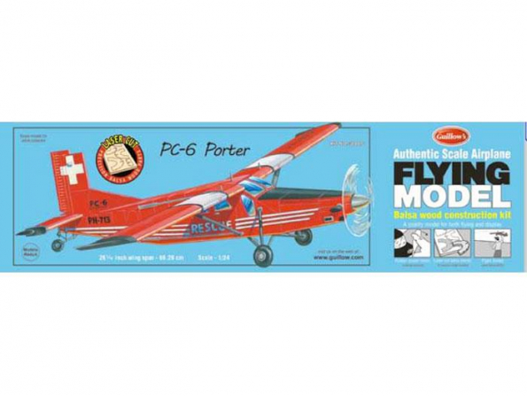 Maquette Guillow's avion bois 304 PILATUS PC-6 PORTER 1/24