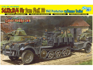 Dragon maquette militaire 6711 Sd.Kfz.10/4 fur 2cm FlaK 30 avec remorque a munitions 1/35