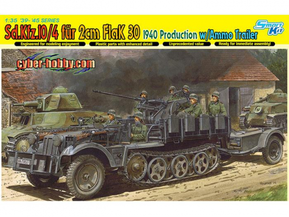 Dragon maquette militaire 6711 Sd.Kfz.10/4 fur 2cm FlaK 30 avec remorque a munitions 1/35