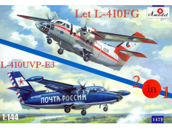 Amodel maquette avion 1471 LET L-410FG & L-410UVP-E3 AIRCRAFT (2 KITS EN 1 SEULE BOITE) 1/144