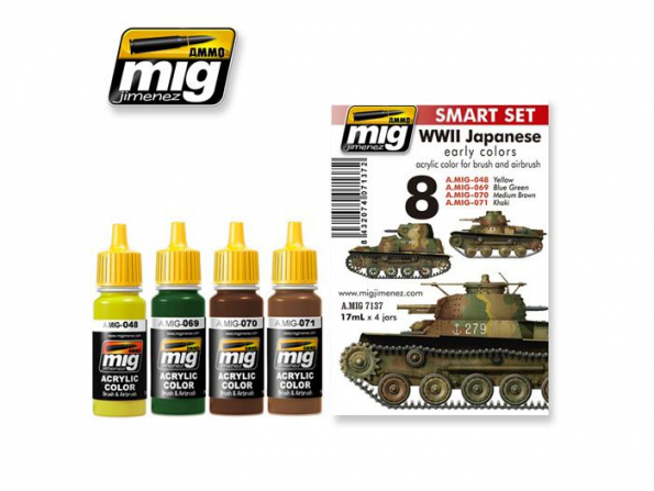 MIG peinture 7137 Set de départ Camoufalge Japonais WWII debut de production 4 x 17ml