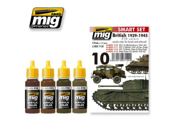 MIG peinture 7140 Set de départ Camoufalge Britannique WWII 4 x 17ml