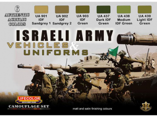 Lifecolor set de peintures CS32 set de CAMOUFLAGE Armée Israélienne vehicles et uniformes