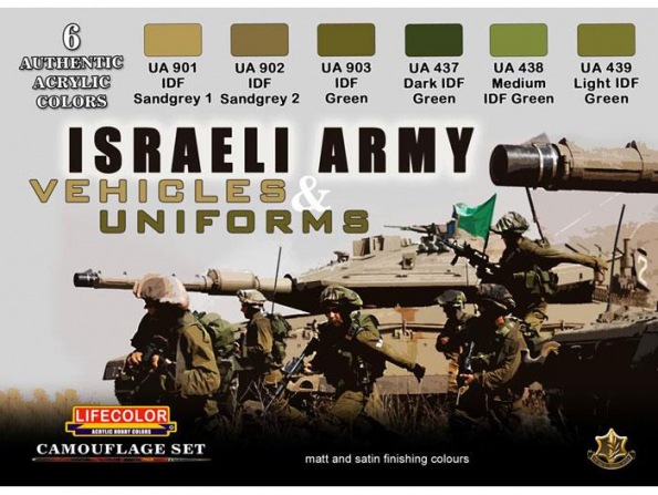 Lifecolor set de peintures CS32 set de CAMOUFLAGE Armée Israélienne vehicles et uniformes