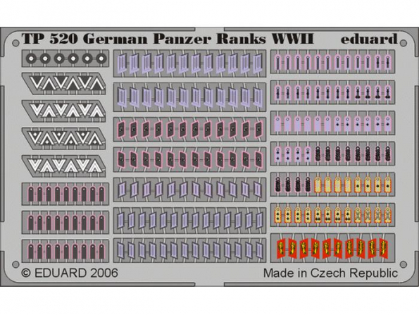 Eduard photodecoupe TP520 GRADES GERMAN PANZER WWII 1/35