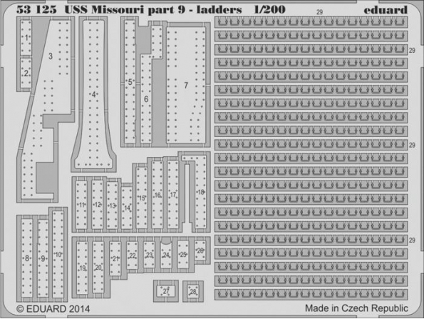 Eduard photodecoupe 53125 USS Missouri partie 9 Echelles Trumpeter 1/200