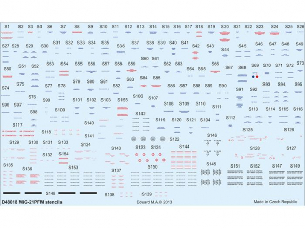 Eduard Decalques avion D48018 Marquages MiG-21PFM 1/48