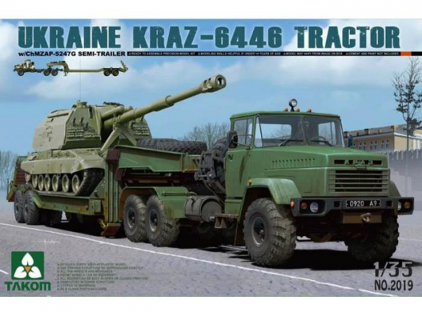 Takom maquette militaire 2019 TRANSPORT DE CHAR UKRAINIEN (Tracteur+Semi Remorque) KrAZ-6446 / ChMZAP-5247G 1/35