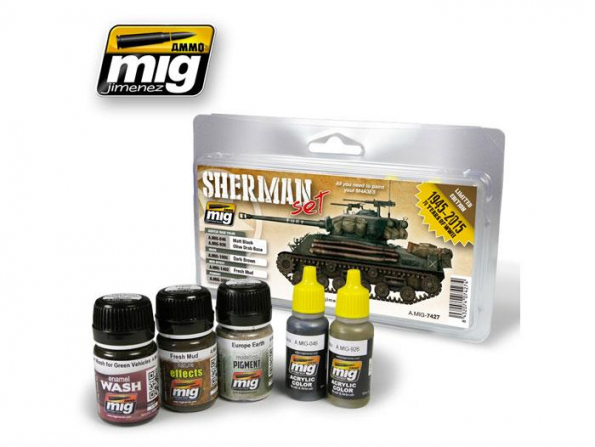 MIG peinture 7427 Fury Sherman Set M4A3E8 2 x 17ml + 3 x 35ml