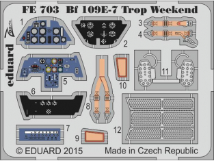 EDUARD photodecoupe avion FE703 Bf109E-7 Trop Weekend Eduard 1/48