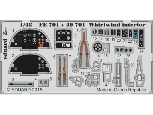 EDUARD photodecoupe avion FE701 Interieur Whirlwind S.A. Trumpeter 1/48