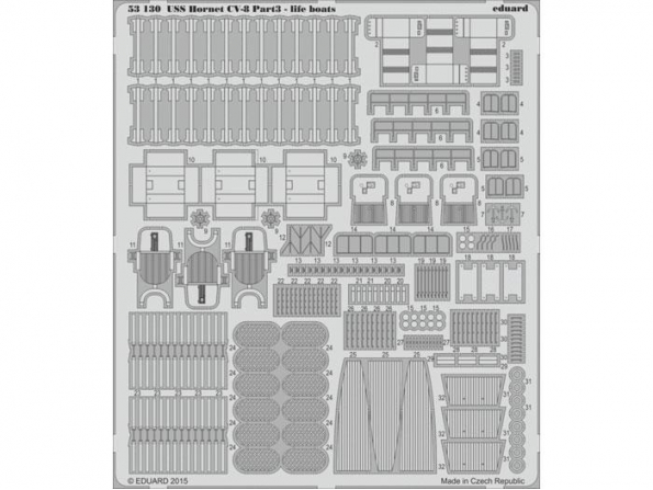 Eduard photodecoupe 53130 USS Hornet CV-8 Partie 3 Canots de sauvetage Merit 1/200