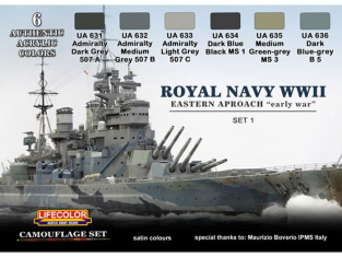 Lifecolor set de peintures cs33 Royal Navy WWII set I