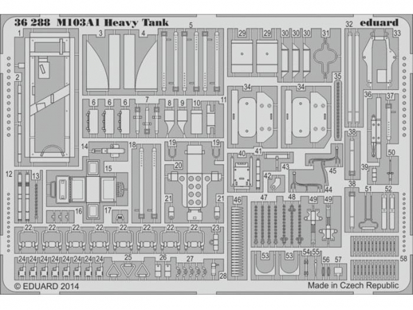 Eduard photodecoupe militaire 36288 M103A1 Heavy Tank Dragon 1/35