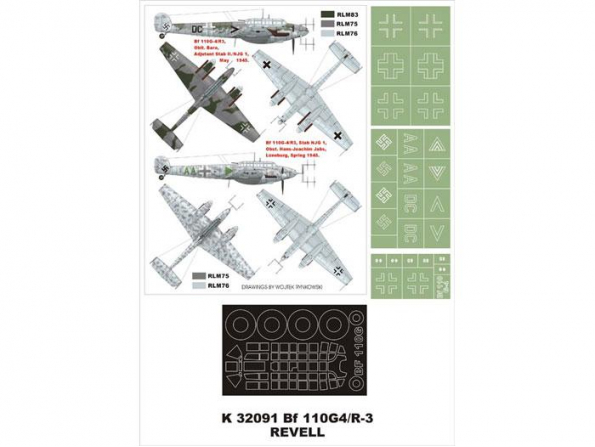 Montex Super Mask K32091 Messerschmitt Bf 110G-4/R3 Revell 1/32