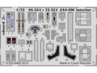 Eduard photodecoupe avion SS524 Interieur JAS-39C S.A. Revell 1/72