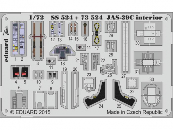 Eduard photodecoupe avion SS524 Interieur JAS-39C S.A. Revell 1/72