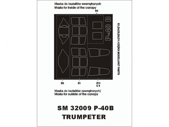 Montex Mini Mask SM32009 Curtiss P-40B Trumpeter 1/32