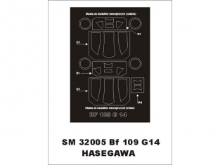 Montex Mini Mask SM32005 Messerschmitt Bf109G-14 Hasegawa 1/32