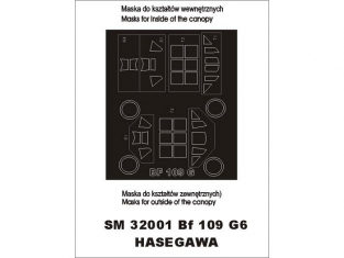 Montex Mini Mask SM32001 Messerschmitt Bf109G-6 Hasegawa 1/32