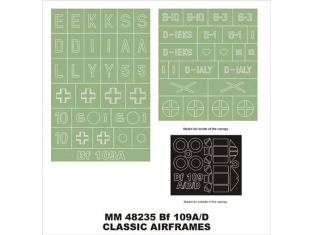 Montex Maxi Mask MM48235 Messerschmitt Bf109A/B/D Classic Airframes 1/48