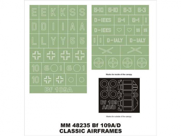 Montex Maxi Mask MM48235 Messerschmitt Bf109A/B/D Classic Airframes 1/48