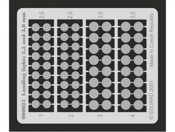 Eduard photodecoupe 00021 LANDING LIGHTS 2,5 et 3mm
