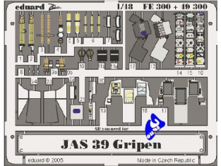 Eduard photodecoupe 49300 JAS-39 Gripen 1/48
