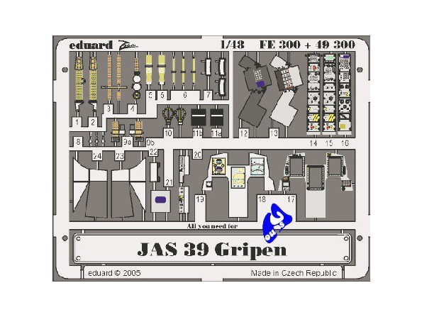 Eduard photodecoupe 49300 JAS-39 Gripen 1/48