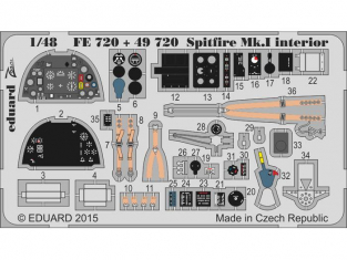 EDUARD photodecoupe avion FE720 Interieur Spitfire Mk.I S.A. Airfix 1/48