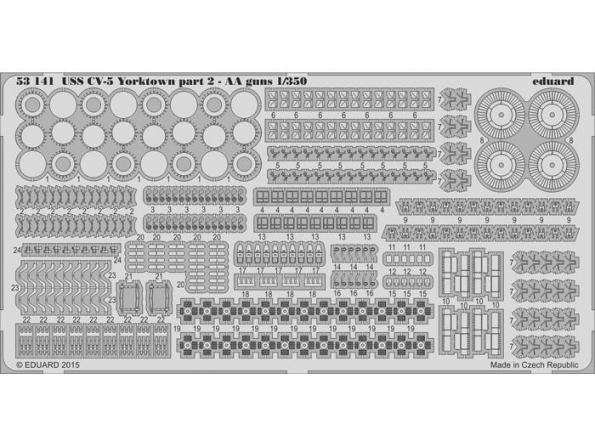 Eduard photodecoupe bateau 53141 USS CV-5 Yorktown Partie 2 AA Guns Merit 1/350