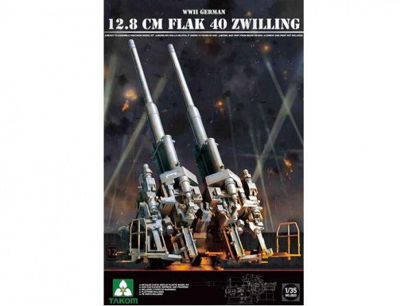 Takom maquette militaire 2023 CANON ANTI AÉRIEN ALLEMAND FlaK 40 12.8CM ZWILLING 1/35