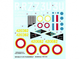 Berna decals BD32-36 Republic P47D Thunderbolt armée française 1/32