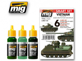 MIG peinture 7135 Set couleurs Vietnam 3 x 17ml