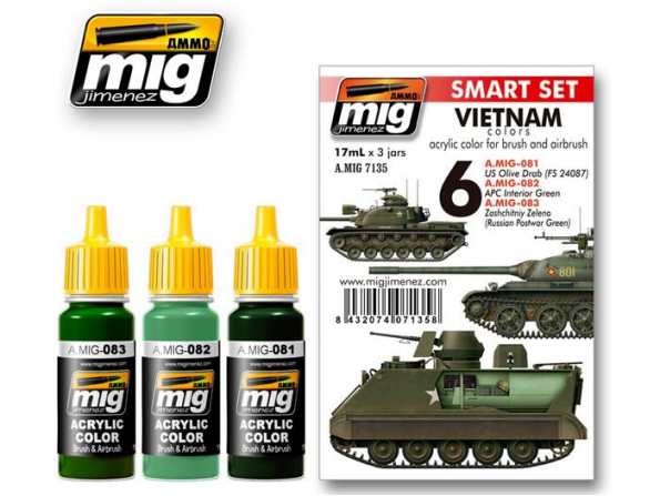 MIG peinture 7135 Set couleurs Vietnam 3 x 17ml