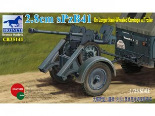 Bronco maquette militaire CB 35141 Canon 2.8cm sPzB41 à roues sur remorque 1/35