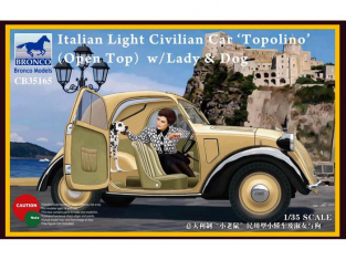 Bronco maquette militaire CB 35165 Voiture civile legere Italienne (Toit ouvert) avec femme et chien 1/35