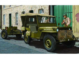 Bronco maquette militaire CB 35107 Jeep US GPW 1/4 Ton 4x4 (Modele 1942) avec canon Antinchar M3A1 1/35