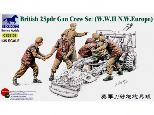 Bronco maquette militaire CB 35108 Equipage de Canon Britannique 25pdr WWII 1/35
