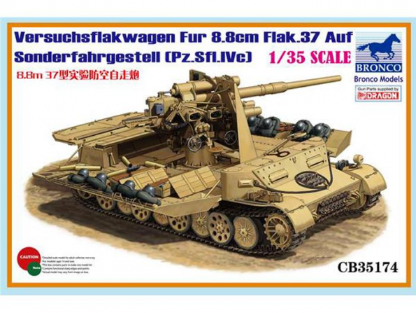 Bronco maquette militaire CB 35174 Versuchsflakwagen pour 8.8cm Flak.37 sur Sonderfahrgestell (Pz.Sfl.IVc) 1/35