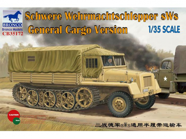 Bronco maquette militaire CB 35172 Schwere Wehmachtschlepper SWS general cargo avec equipage 1/35