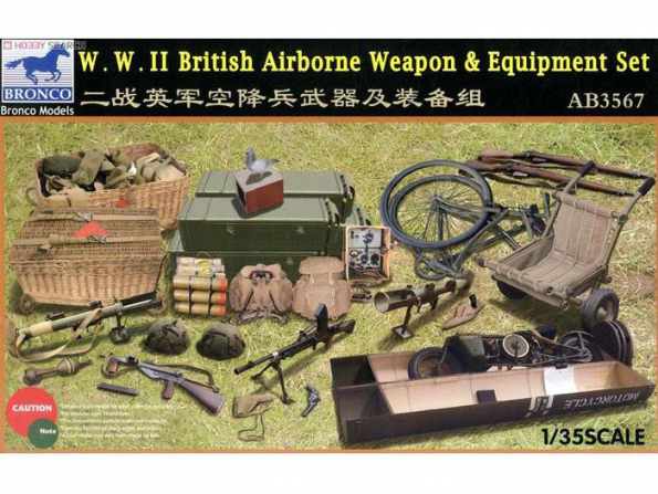 Bronco maquette militaire AB 3567 Armes et équipement pour parachutistes Britannique WWII 1/35