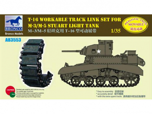 Bronco maquette militaire AB 3553 chenilles réaliste T16 pour M-3.M-5 stuart 1/35