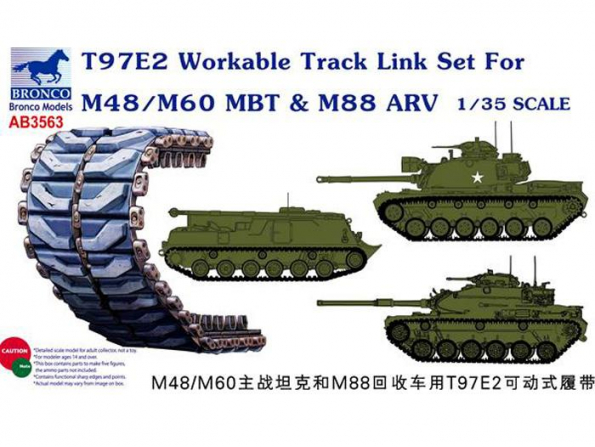 Bronco maquette militaire AB 3563 chenilles réaliste T97E2 Pour M48/M60 MBT et M88 ARV 1/35