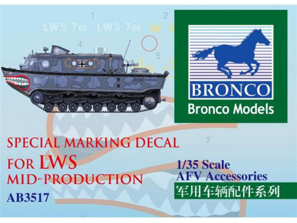 Bronco maquette militaire AB 3517 Décalque de marquage spécial pour LWS millieu de production 1/35