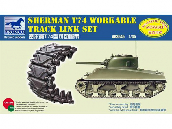 BRONCO maquette militaire AB 3545 CHENILLES POUR Sherman T74 1/35