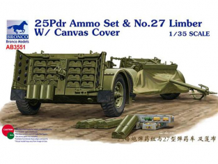 Bronco maquette militaire AB 3551 25pdr Ammo set et No.27 bache souple 1/35
