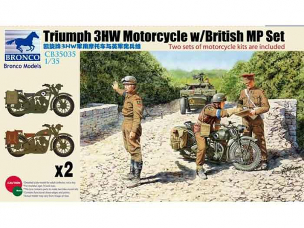 Bronco maquette militaire CB 35035 Moto Triumph 3HW x2 avec 3 figurines MP Britannique 1/35