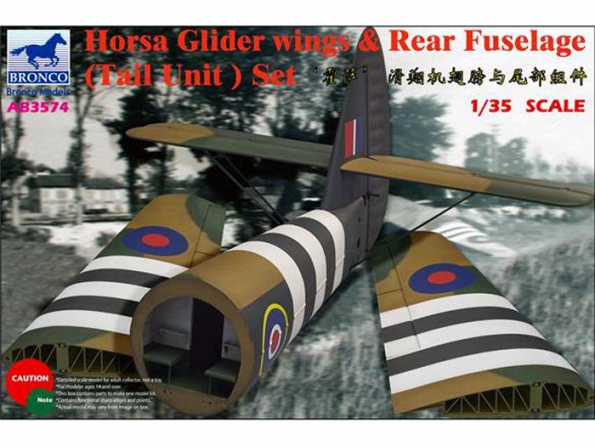 Bronco maquette avion AB 3574 Horsa ailes et arrière du fuselage 1/35