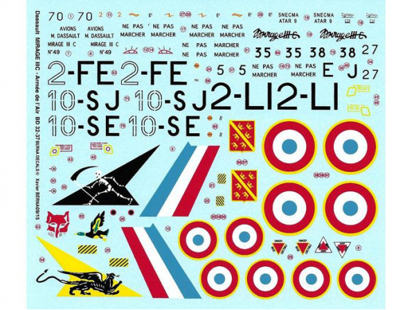 Decalques Berna decals BD32-37 Mirage III French 1/32